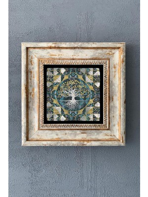Tr Oscar Stone Decor Çerçeveli Taş Duvar Dekoru 20X20 cm Hayat Ağacı (Yaşam) Life Tree