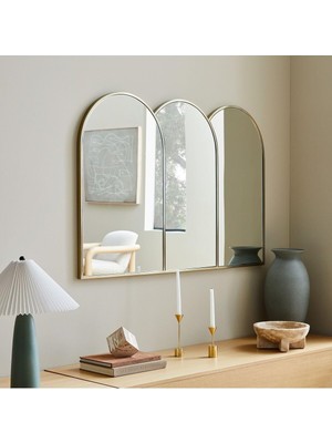 Tr 80X125 Üçlü Asimetrik Duvar Dekor Aynasıkonsol Aynası Gold 80 x 125