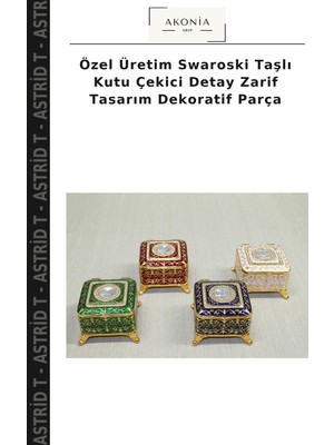 Özel Üretim Swaroski Taşlı Kutu Çekici Detay Zarif Tasarım Dekoratif Parça