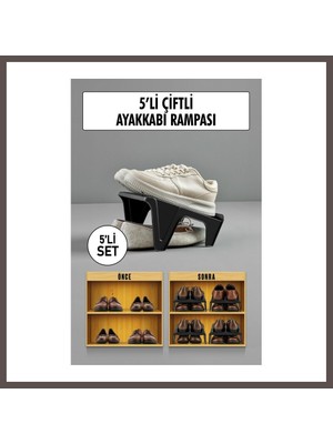 Bezos 5 Li Set Çiftli Ayakkabı Rampası & Ayakkalık Düzenleyici & Organizer ECO123