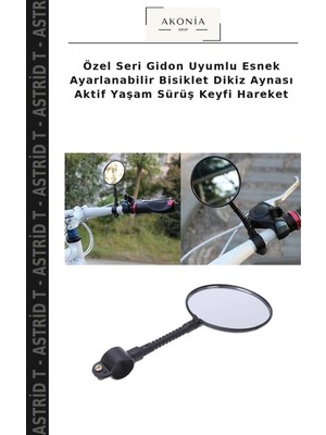 Özel Seri Gidon Uyumlu Esnek Ayarlanabilir Bisiklet Dikiz Aynası Aktif Yaşam Sürüş Keyfi Hareket