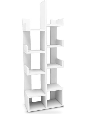 Tr Nysa 10 Bölmeli Kitaplık 53X132 cm Salon ve Çocuk Odası, Beyaz