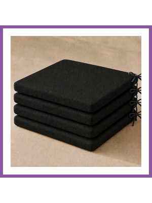 Bezos 4’lü Düz Bağcıklı Sandalye Minderi · 40 × 40 × 4 cm | Siyah | 40 × 40 × 4 cm · 4 Adet Bzoshb