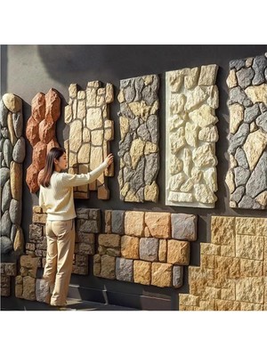 Tr Taş Görünümlü Duvar Panelleri, Taş Görünümlü 3D Duvar Panelleri – Bej Pu Fayans, Doku