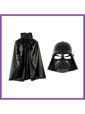 Bezos Çocuk Boy Yıldız Savaşları Star Wars Darth Vader Maskesi ve 90 cm Pelerin Seti Siyah Bzoshb