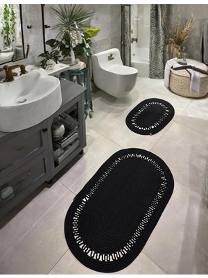 Tr 4'lü Jüt Banyo Paspas Takımı ve Sepet - Kaymaz Taban, Süper Emici, Makinede Yıkanabilir, Do