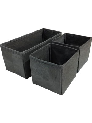 Tr Antrasit 3'lü Çekmece Içi Düzenleyici Organizer Set - Çok Amaçlı Dolap Içi Kutu Seti