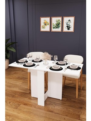 Tr Asra Trend Beyaz Km-32 Ultra Ince Katlanır Masa 133X60 cm 17 cm Kapalı Genişlik 6 Kişilik%10