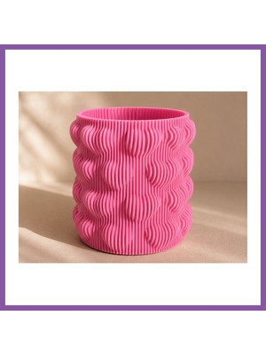 Bezos 3D Baskı Kalpli Dekoratif Vazo - Modern Çiçeklik ve Masaüstü Süsü-Pembe Bzoshb