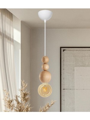EFLIGHTDESIGN Detaylı Modern Bohem Rustik Sarkıt Avize Şık ve Doğal Tasarım Salon Oturma Odası (Beyaz Tekli
