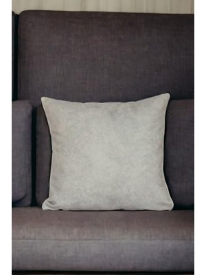 Pratik Ev Kırlent Kılıfı, Asdiva 43X43 cm Açık Gri Dekoratif Kadifemsi Etnik INTA-701