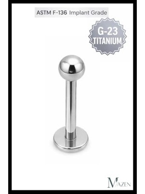 Pratik Ev G23 Titanyum Piercing Labret, 8 Mm, Tragus Helix Septum Smile Uyumlu, Gümüş Renk