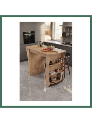 Bezos Mutfak Masası Mutfak Adası Ada Masa Bar Masası Kahvaltı Masası Raflı Çok Amaçlı Dolap Modern Masa 120X60 cm 9838 Sepet Bss