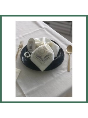 Bezos Sofra Takımı Kartanesi Gardenya Keten Yemek Takımı 160X220 Masa Seti 26 Parça Runner Set Kreme Gold Bss