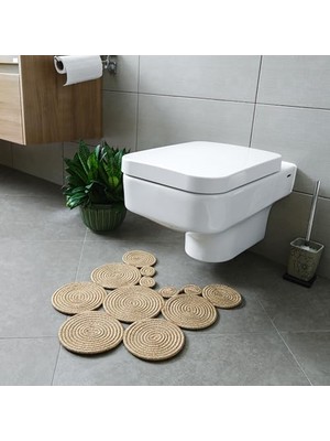 aklow akyoleticaret Bohem Tarz Jüt Klozet Önü Paspası - Doğal Jüt; Şık ve Dekoratif Banyo Matı (Standart), Yıkanabilir ve Dayanıklı Halı