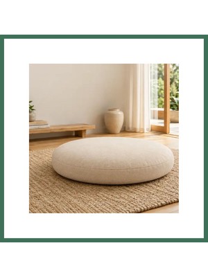 Bezos Düz Yuvarlak Yer Minderi · 60 × 60 × 8 cm | Krem | Dış Mekân Bss