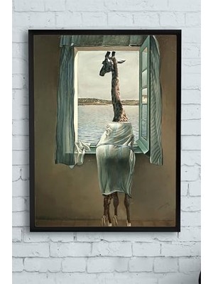 Kazan Hobi (PSTER13906) Yalnız Zürafa Sanatsal Çerçeveli Tablo (30 x 40 Cm)
