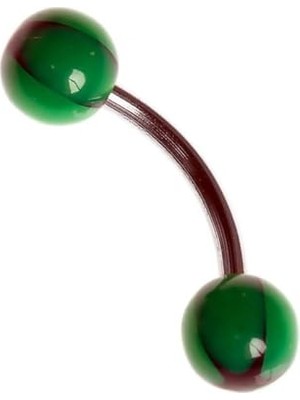Kazan Hobi Moulin Curved Barbel 316 L Bioplast Piercing TDGR00866, Siyah Yeşil