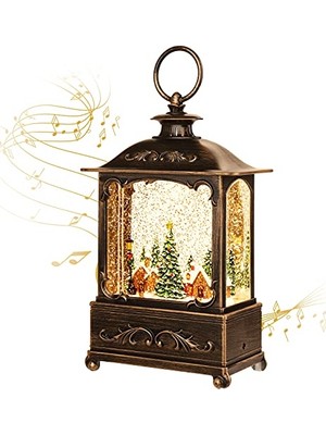 Kazan Hobi Noel Feneri, Yanan Noel Kar Küresi Fener-Usb + Müzikli Noel Su Feneri Kar Küresi Taşınabilir Yaratıcı Sevimli Noel Süslemeleri ve Büyüleyici Hediyeler (Orman Evi