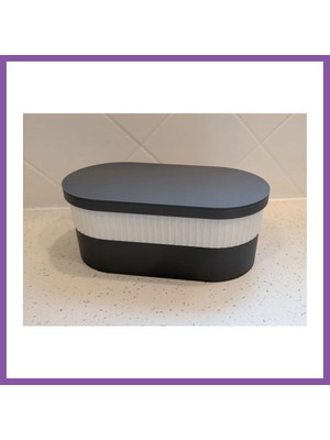 Bezos 3D Baskı Iki Rulo Tuvalet Kağıdı Saklama Kutusu Kapaklı Çizgili Banyo Organizeri Minimalist - Siyah Kapak Bzoshb