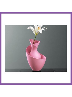 Bezos 3D Baskı Bold Vazo - Akışkan Formlu Dekoratif Vazo-Pembe Bzoshb