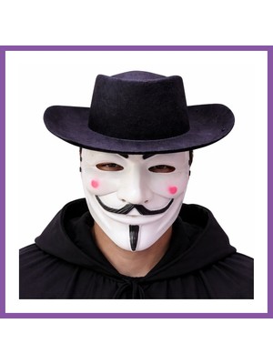 Bezos Vendetta Maske ve Şapka Seti ? Anonim Stil Parti Maskesi Bzoshb