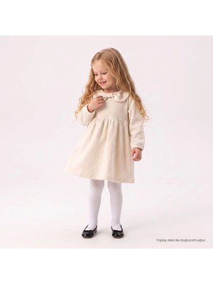 Hellobaby Kız Bebek Elbise Düğmeli Bebe Yaka Long Sleeve