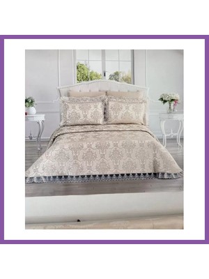 Bezos Şönil 3 Parça Çift Kişilik 255X265 cm Lüx Yatak Örtüsü Seti Çeyizlik Yatak Takımı Bzoshb