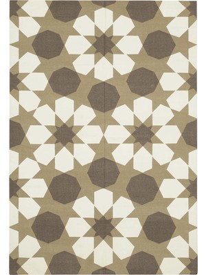 Hali.Net Kahverengi Halı Salon Kilimi Geometrik Desenli Pamuk El Dokuma Modern Stil