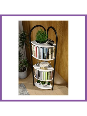 Bezos Metal Köşe Kitaplığı Beyaz 150 cm Bzoshb