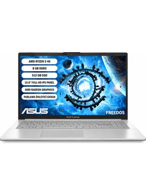 Asus Vivobook Go 15 E1504FA-BQ4442 AMD Ryzen 5 40 8GB 512GB SSD Freedos 15.6" Taşınabilir Bilgisayar