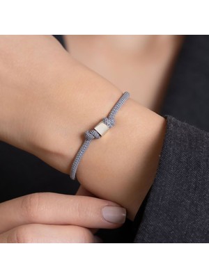 Bayar Gold 14 Ayar Altın Gri Kadın/Erkek Küp Bileklik