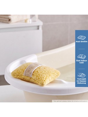 Babyjem Soft Lastikli Bebek Yıkama Banyo Süngeri Yumuşak Dokulu Ergonomik Tasarım Hassas Ciltler İçin