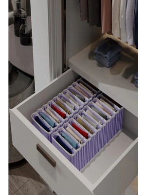 Herşey Trend 8 Bölmeli Dolap ve Çekmece Içi Düzenleyici Akordiyon Organizer L-00517 (1 Adet)