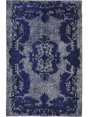 Bespoky Gri Halı Salon Halısı El Dokuma Klasik Madalyon Desenli Vintage Eskitme Görünümlü
