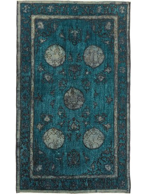 Bespoky Gri Halı Klasik Madalyon Desenli El Dokuma Salon Halısı Eskitme Vintage