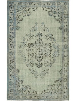 Hali.Net Gri Halı Klasik Madalyon Desenli El Dokuma Salon Halısı Eskitme Vintage Stil