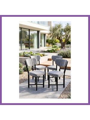 Bezos Sandalye 4 Adet Baby Face Kumaş Metal Ayak Modern Mutfak Sandalyesi Cafe Balkon Ofis Elma Bzoshb