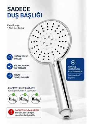 Plodna House 5 Fonksiyonlu Su Tasarruflu Büyük Boy Duş Başlığı ABS Gövde ile Modern Tasarım