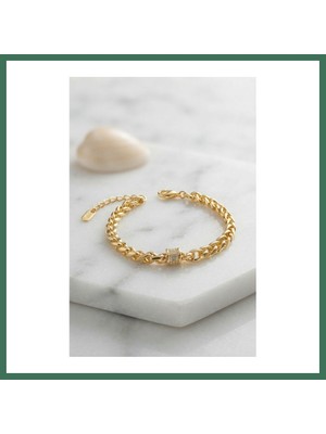 Bezos cm Gold Renk Pirinç Singapur Zincir Model Kadın Bileklik Bss