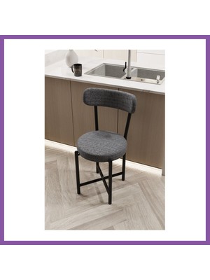 Bezos Sandalye 1 Adet Keten Kumaş Metal Ayak Modern Mutfak Sandalyesi Cafe Balkon Ofis Teddy 9816 Gri Bzoshb