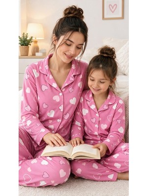Arn Homewear Anne- Kız Kombinlenebilir Süet Kumaş Pembe Pijama Takımı (Bir Ürünfiyatıdır)