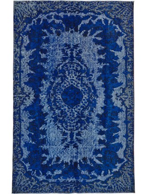 Bespoky Gri Halı Klasik Madalyon Desenli Salon Halısı El Dokuma Yün Pamuk Karışımlı Eskitme
