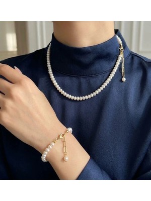 Eyla Collection Premium Kalite İnci Set - Kolye & Bileklik