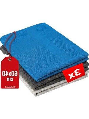 Rafta Mikrofiber Cam Bezi, Çok Amaçlı 60X40 cm Temizlik Bezi - 3'lü Paket