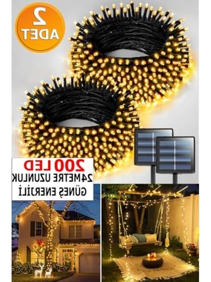 Rafta 10 Metre Uzunluğunda Güneş Enerjili 100 LED Bahçe Aydınlatma Zinciri, Sıcak Beyaz