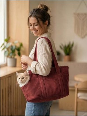 Rafta Evcil Hayvan Taşıma Çantası - Milano Kedi ve Köpek Çantası Kırmızı