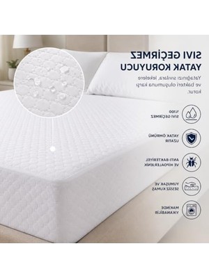 Rafta Sıvı Geçirmez Fitted Yatak Koruyucu Alez – Tek Kişilik 100X200 cm + 30 cm – Lastikli Geçmeli, Yıkanabilir, Leke Tutmayan Yatak Koruma Örtüsü – Beyaz