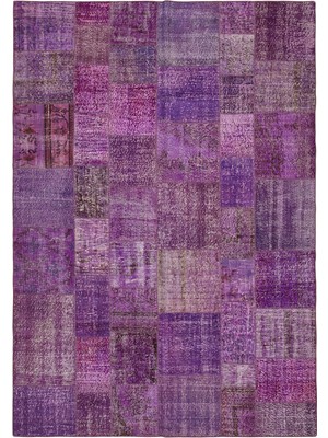 Hali.Net Gri Halı Modern Geometrik Desenli Patchwork Salon Halısı El Dokuma Eskitme