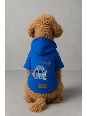 Rafta Kapüşonlu Polarlı Köpek ve Kedi Kıyafeti, Mavi Hoodie